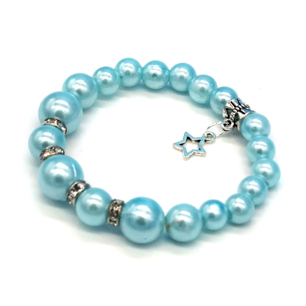 Hostess Pick Bracelet Blue Pearls With Rhinestones.